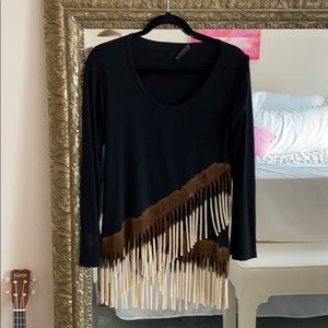 Worn Once 💗 T Party L/S Long Fringe Top Size Med